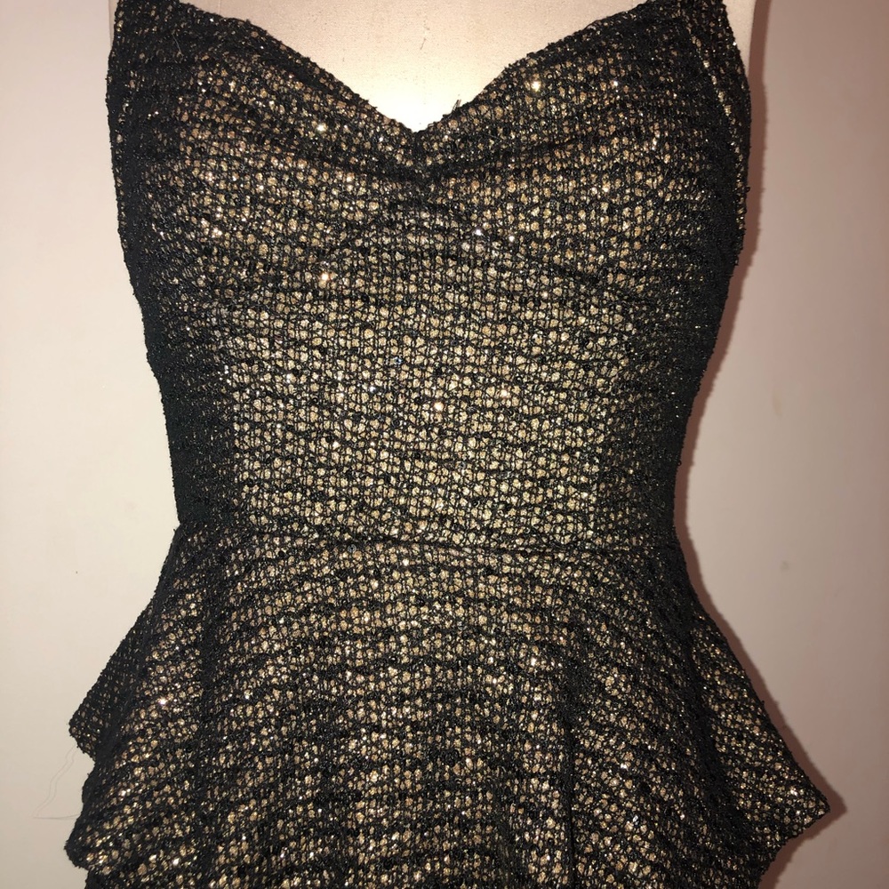 Gold metallic peplum holiday 2 piece